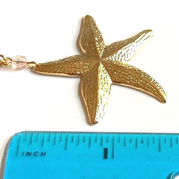 Pearl Starfish Necklace Gold Plated Pink Sea Life Nautical Island Beach 18" - Picture 9 of 9